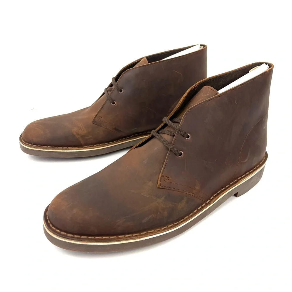 Clarks Men's Bushacre 2 Dark Brown Leather Desert Chukka Boots